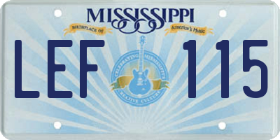 MS license plate LEF115