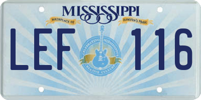 MS license plate LEF116