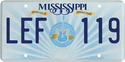 MS license plate LEF119
