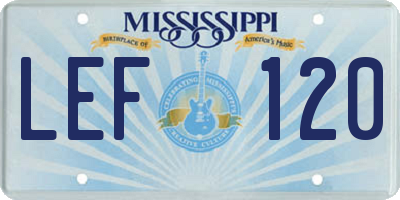 MS license plate LEF120