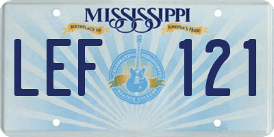 MS license plate LEF121
