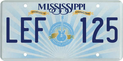 MS license plate LEF125