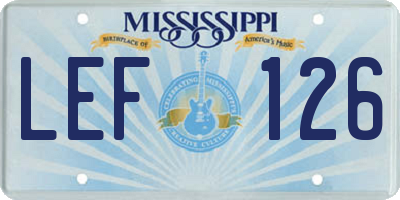 MS license plate LEF126