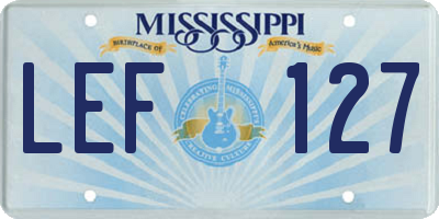 MS license plate LEF127