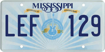 MS license plate LEF129