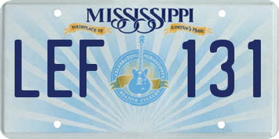 MS license plate LEF131