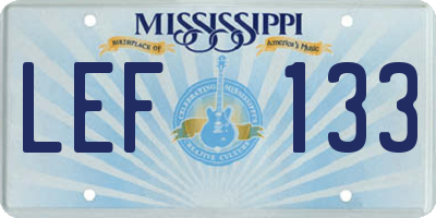 MS license plate LEF133
