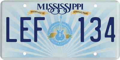 MS license plate LEF134