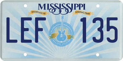 MS license plate LEF135