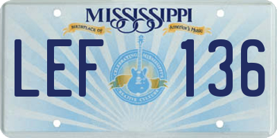 MS license plate LEF136