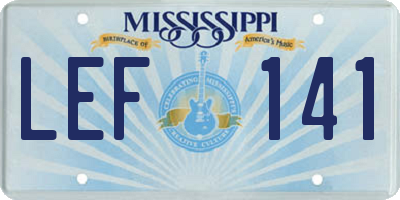 MS license plate LEF141