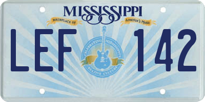 MS license plate LEF142