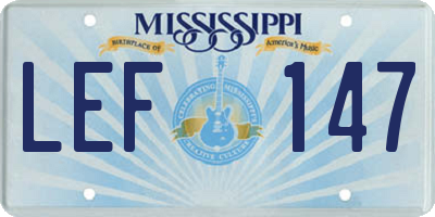 MS license plate LEF147