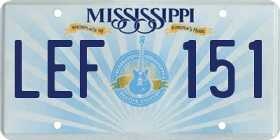 MS license plate LEF151