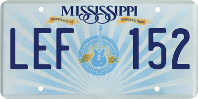 MS license plate LEF152