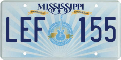 MS license plate LEF155