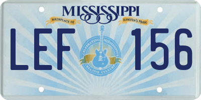MS license plate LEF156