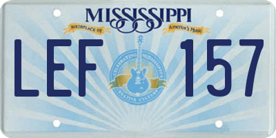 MS license plate LEF157