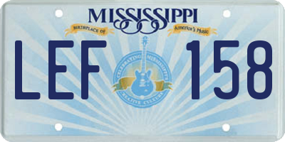 MS license plate LEF158