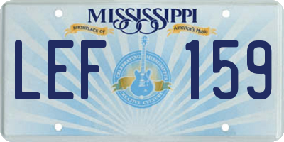 MS license plate LEF159