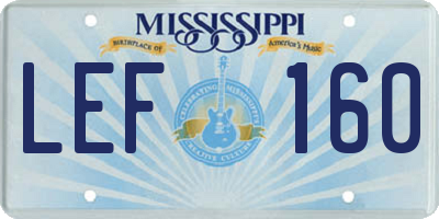 MS license plate LEF160