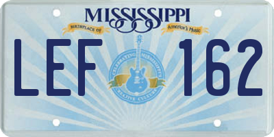 MS license plate LEF162