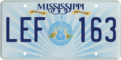 MS license plate LEF163