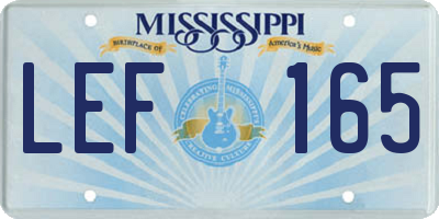 MS license plate LEF165