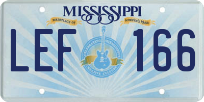 MS license plate LEF166