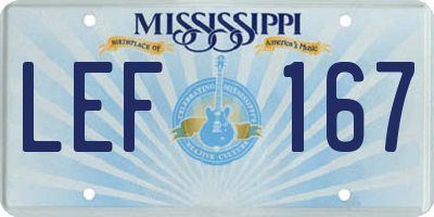 MS license plate LEF167