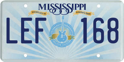 MS license plate LEF168