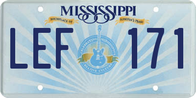 MS license plate LEF171