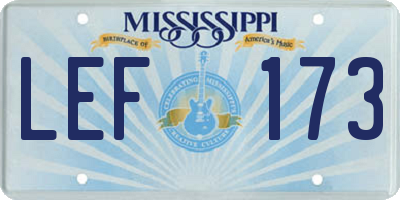 MS license plate LEF173