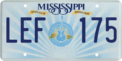 MS license plate LEF175
