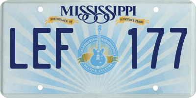 MS license plate LEF177
