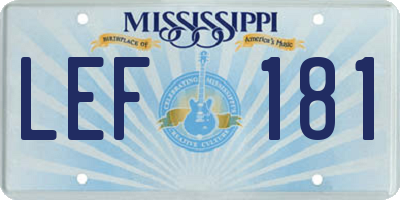 MS license plate LEF181