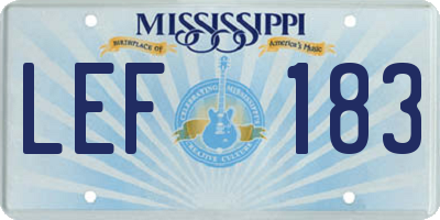 MS license plate LEF183