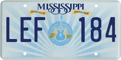 MS license plate LEF184