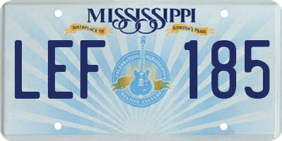 MS license plate LEF185