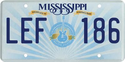 MS license plate LEF186