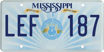 MS license plate LEF187