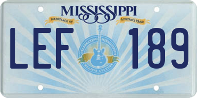 MS license plate LEF189