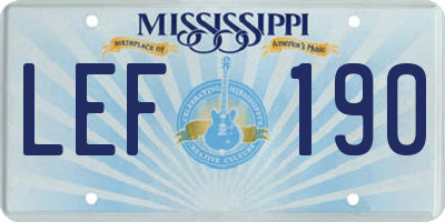 MS license plate LEF190