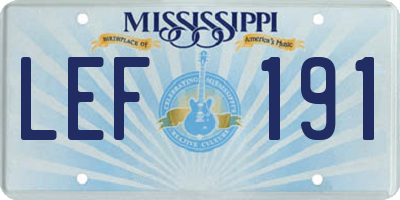 MS license plate LEF191