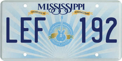 MS license plate LEF192