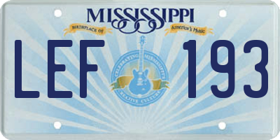 MS license plate LEF193