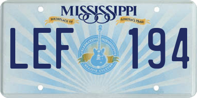 MS license plate LEF194