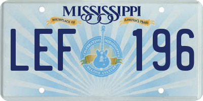 MS license plate LEF196