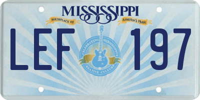 MS license plate LEF197