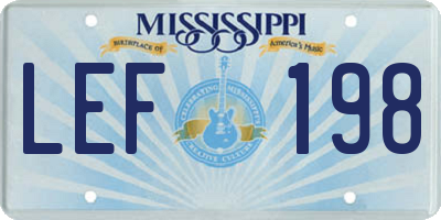 MS license plate LEF198
